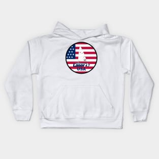 laser class sailboat on flag USA Kids Hoodie